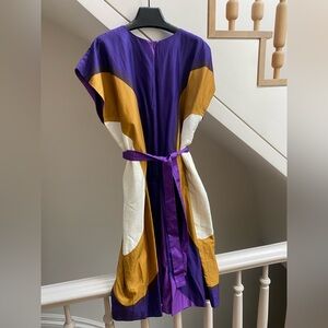 Marimekko Purple and Gold color blocked Kaftan Dress